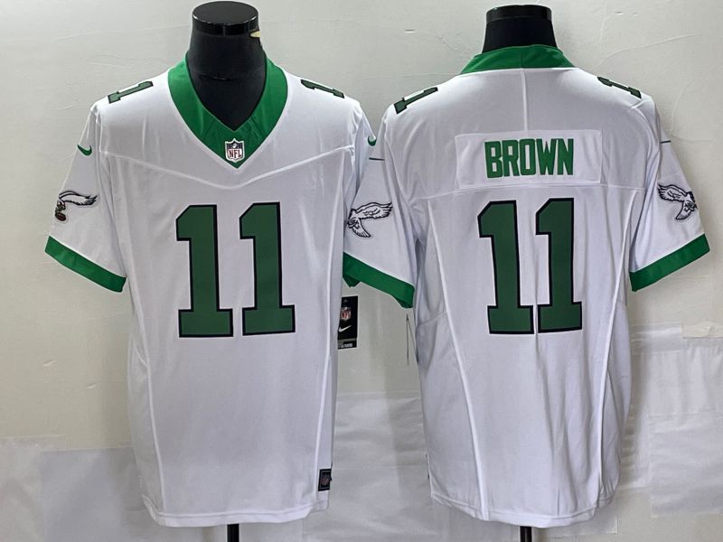 Men Philadelphia Eagles #11 Brown White Nike Throwback Vapor Limited NFL Jerseys